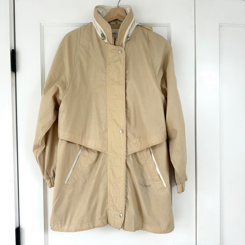 Isabelle Vintage Butter Yellow Hooded Parka Women's Medium Lightweight Jacket